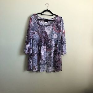 Sheer Feminine Boho Top in Size Large